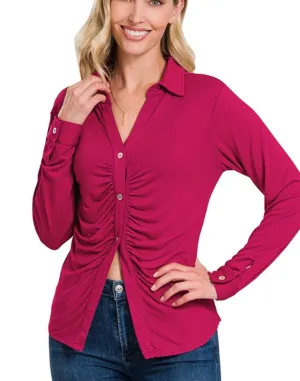 A Ruched Button down