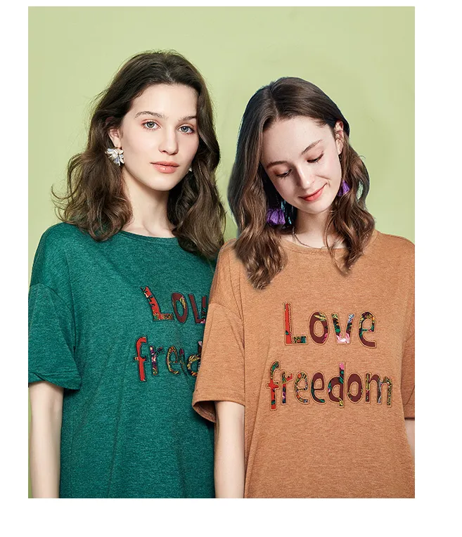 ARTKA LOVE FREEDOM PRINT T SHIRT DRESS
