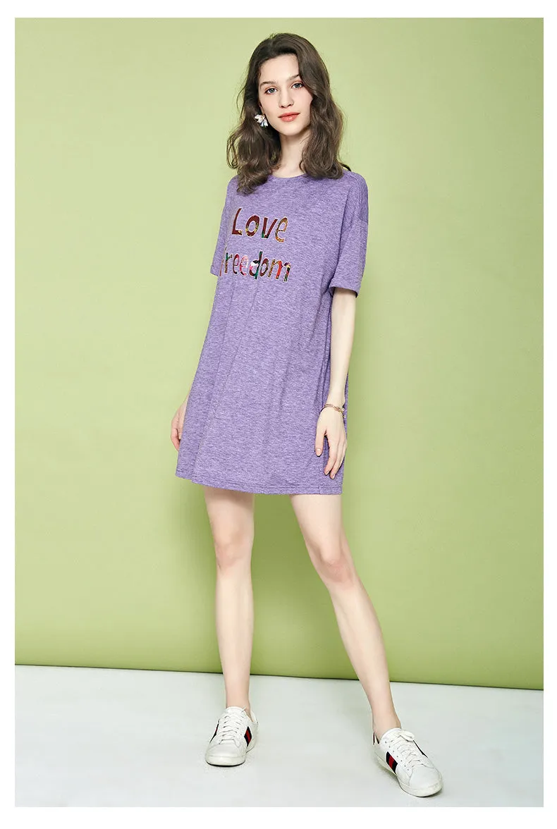 ARTKA LOVE FREEDOM PRINT T SHIRT DRESS