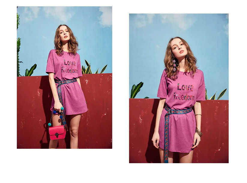 ARTKA LOVE FREEDOM PRINT T SHIRT DRESS