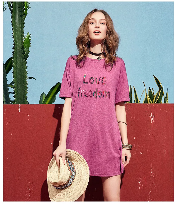 ARTKA LOVE FREEDOM PRINT T SHIRT DRESS