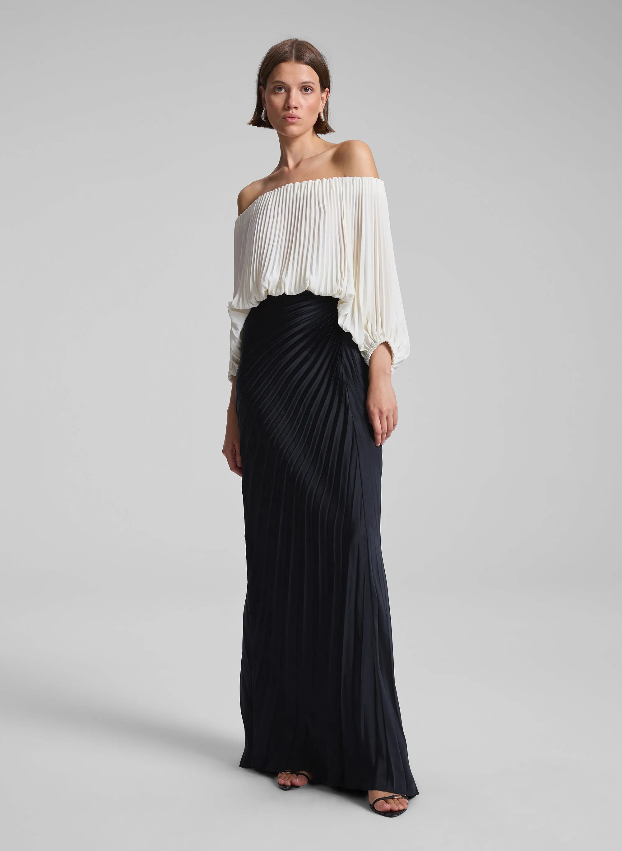 Bianca Satin Pleated Maxi Skirt
