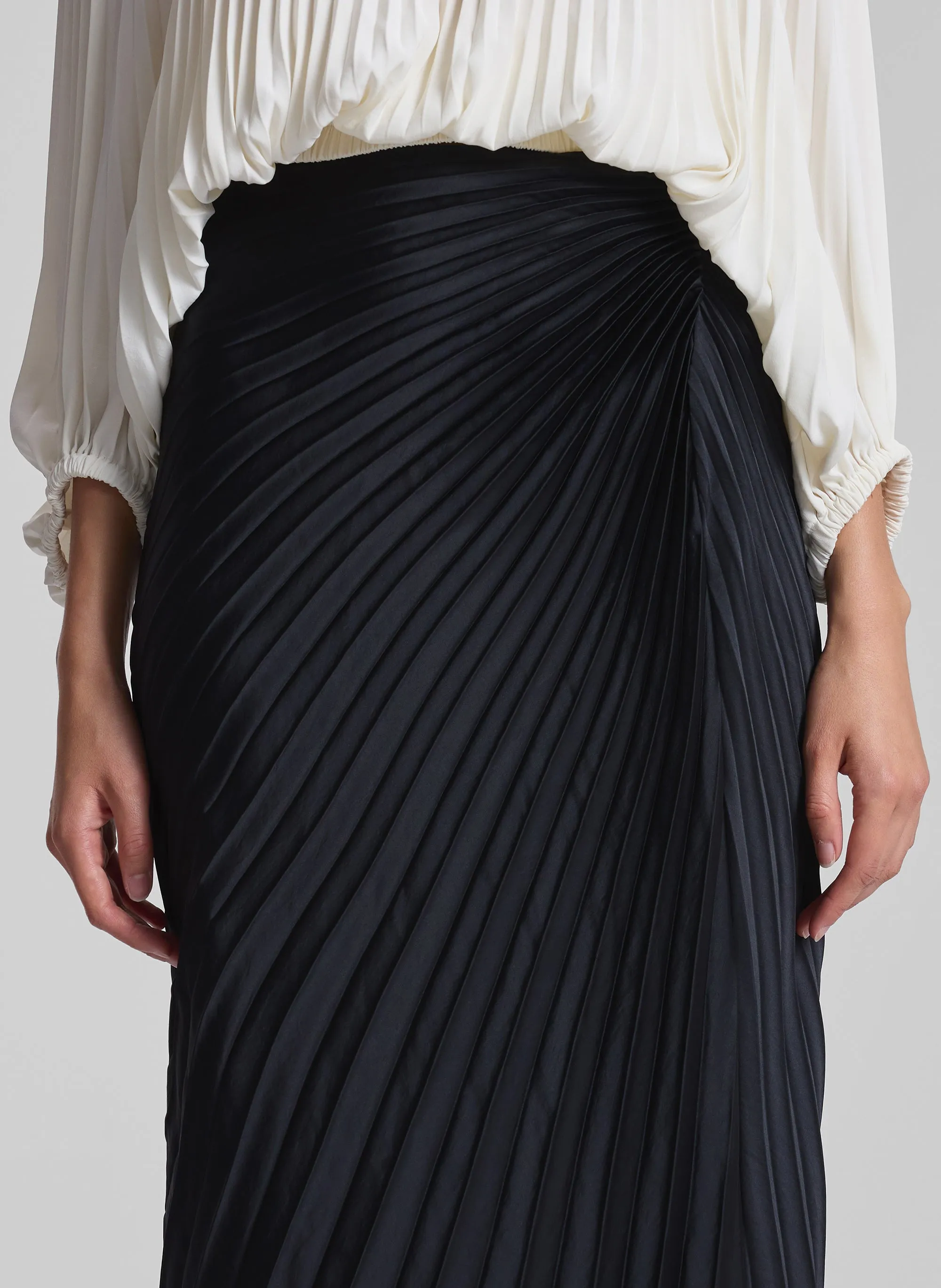 Bianca Satin Pleated Maxi Skirt