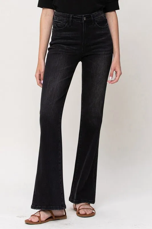 Black High Rise Relax Flare Jeans