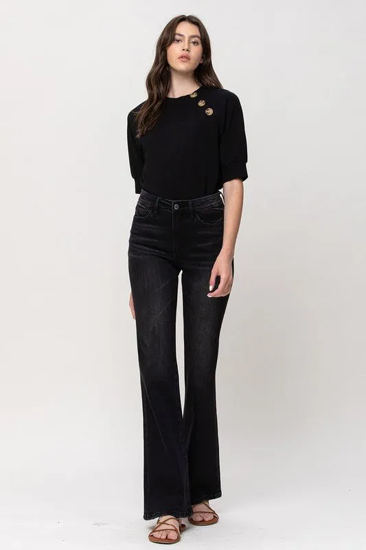 Black High Rise Relax Flare Jeans