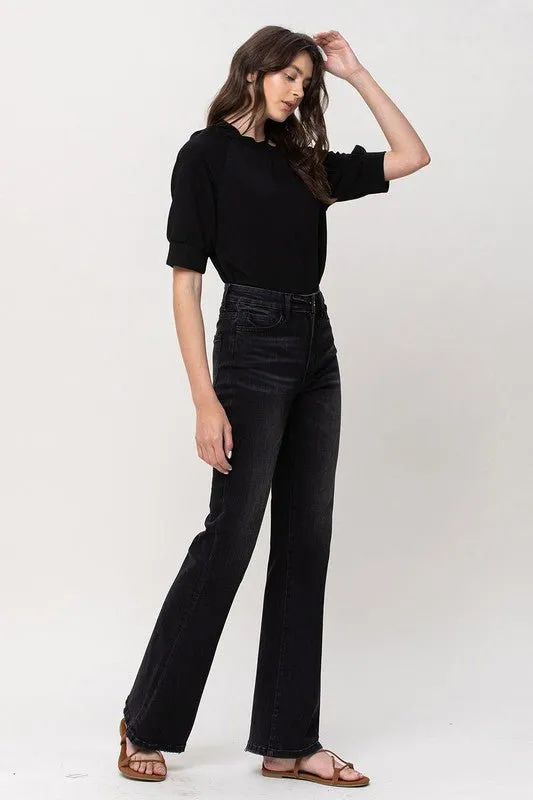 Black High Rise Relax Flare Jeans