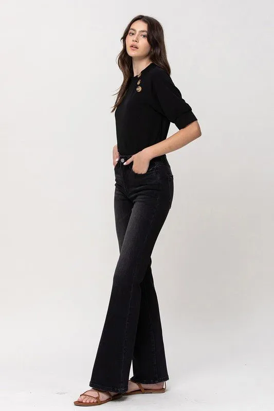 Black High Rise Relax Flare Jeans