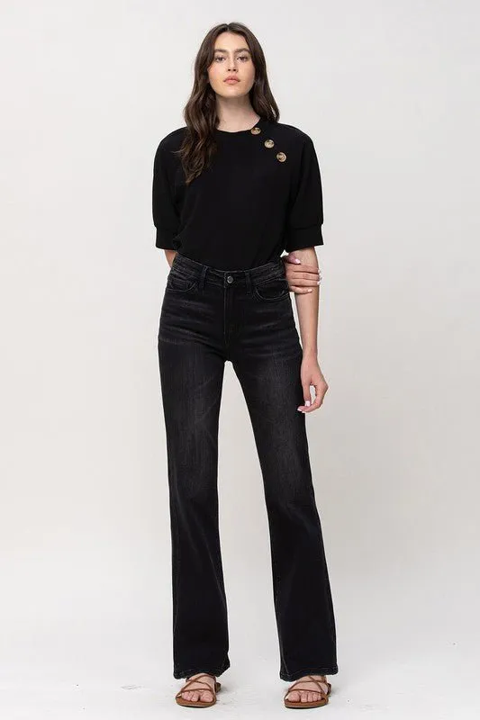Black High Rise Relax Flare Jeans
