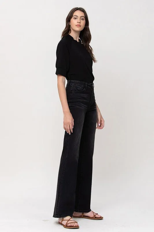Black High Rise Relax Flare Jeans