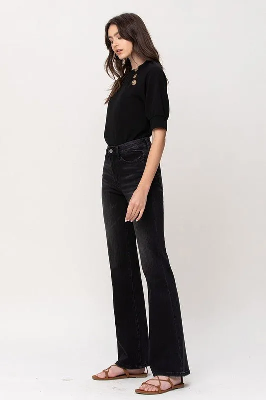 Black High Rise Relax Flare Jeans