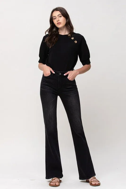 Black High Rise Relax Flare Jeans