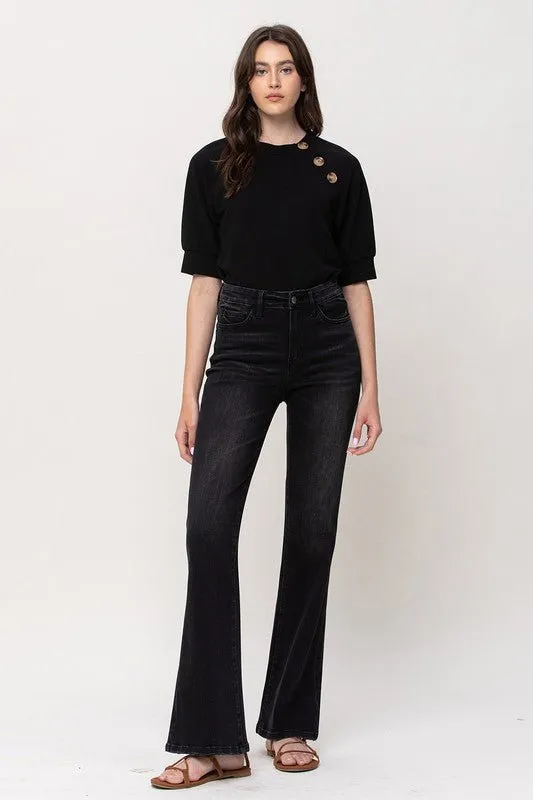 Black High Rise Relax Flare Jeans