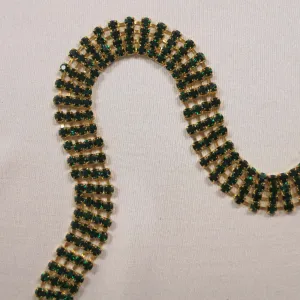 Black Stones and Gold Rhinestone Trim 4 Row
