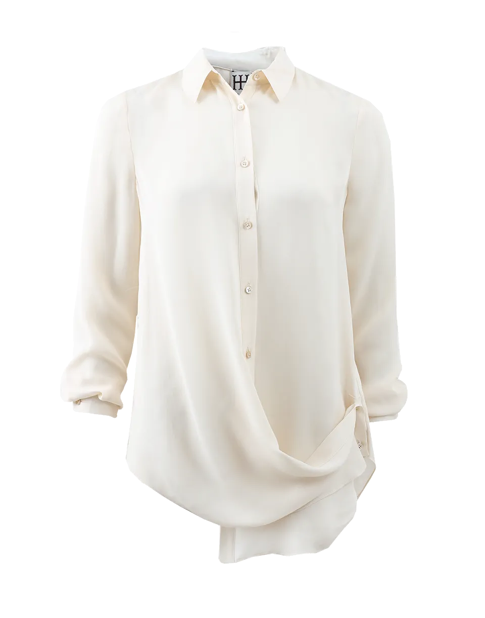 Button Down Crossover Blouse