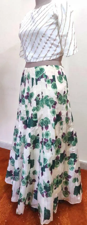 Designer Bhagalpuri Digital Printed Ready To Wear Lehenga Skirt Only ALC14