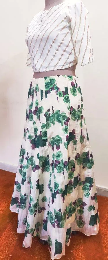 Designer Bhagalpuri Digital Printed Ready To Wear Lehenga Skirt Only ALC14