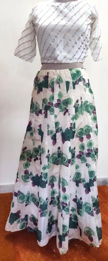 Designer Bhagalpuri Digital Printed Ready To Wear Lehenga Skirt Only ALC14