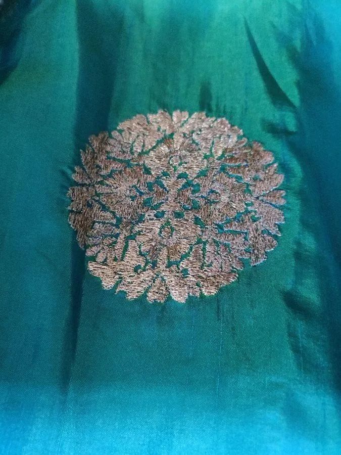 Designer Dupion Silk Turquoise Ready To Wear Lehenga Skirt with Banarasi Dupatta ALC29