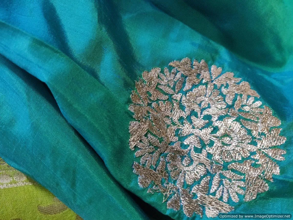 Designer Dupion Silk Turquoise Ready To Wear Lehenga Skirt with Banarasi Dupatta ALC29