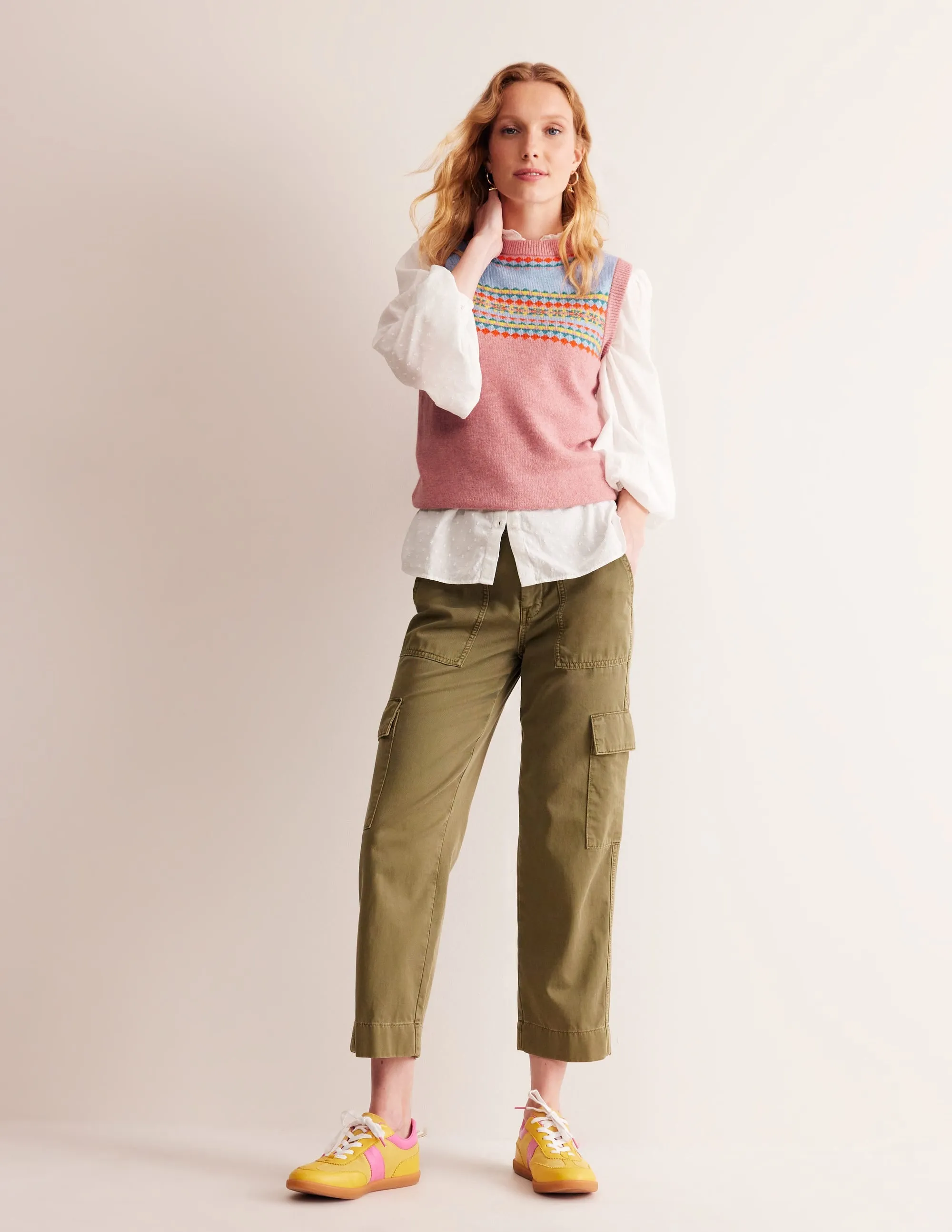Edie Fair Isle Tank-Pink Fair Isle