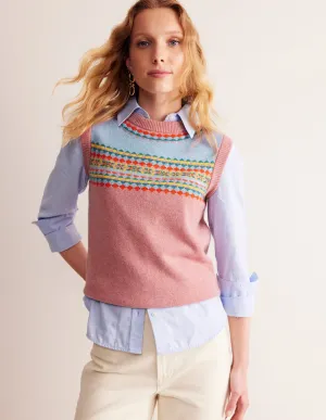 Edie Fair Isle Tank-Pink Fair Isle