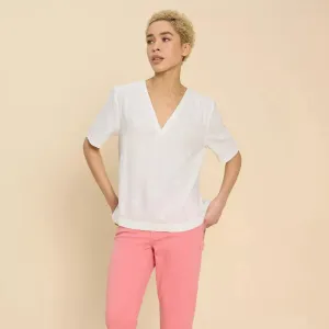 Elodie Linen Blend Top - Natural White
