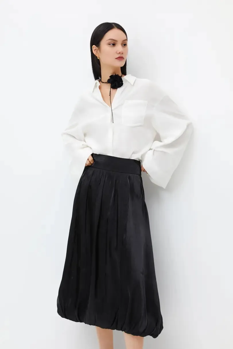Flowy Balloon Midi Skirt