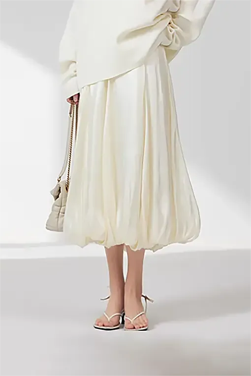 Flowy Balloon Midi Skirt