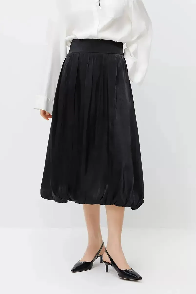 Flowy Balloon Midi Skirt