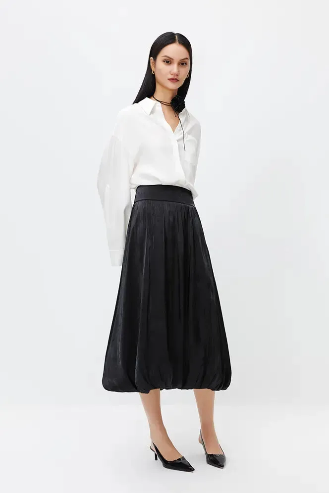 Flowy Balloon Midi Skirt