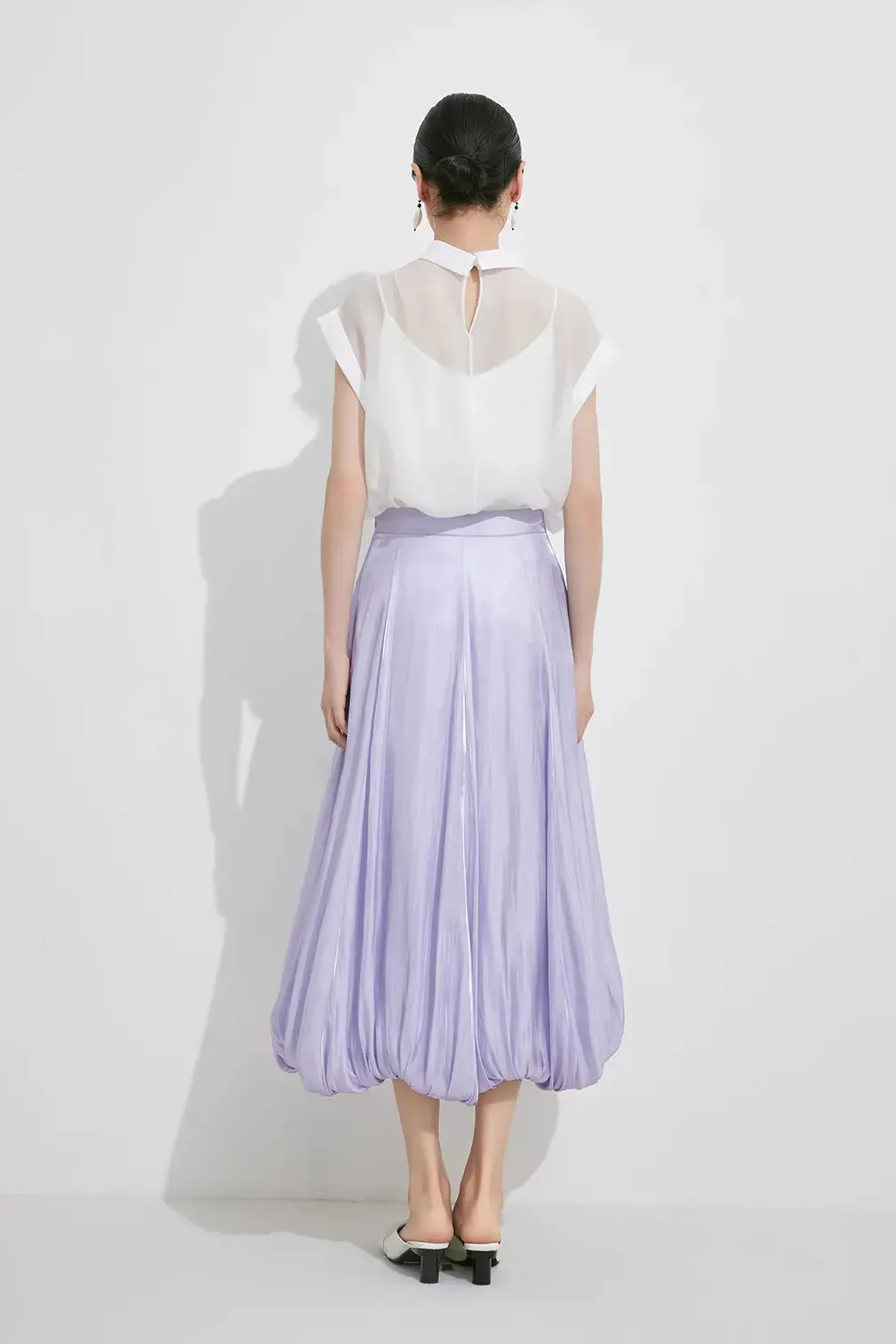 Flowy Balloon Midi Skirt