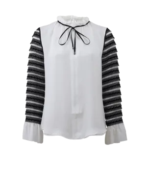 High Neck Blouse With Lace