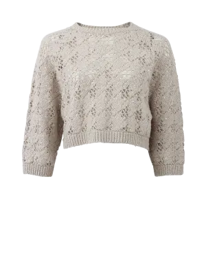 Houndstooth Crop Paillette Knit