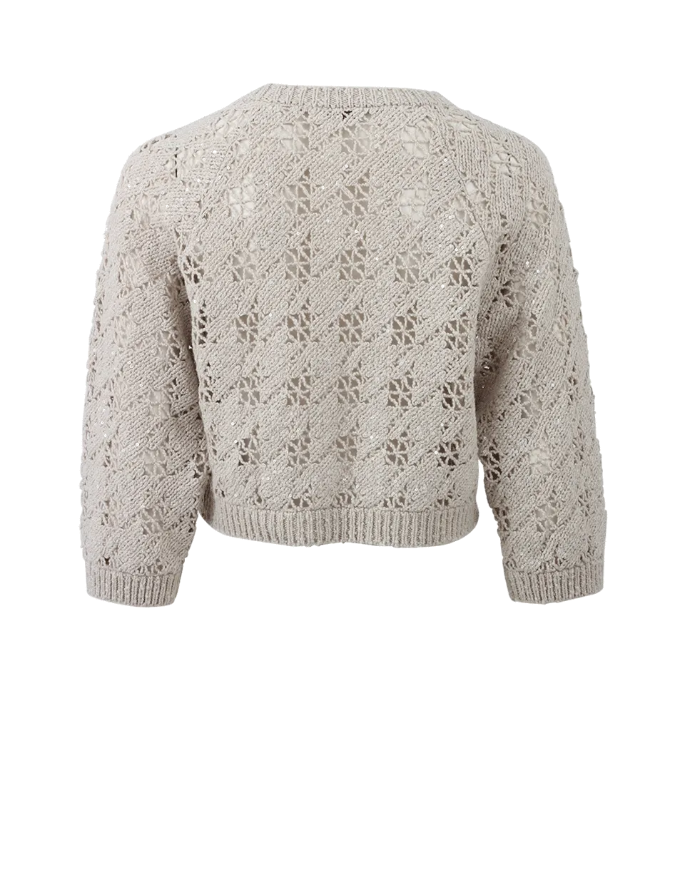 Houndstooth Crop Paillette Knit