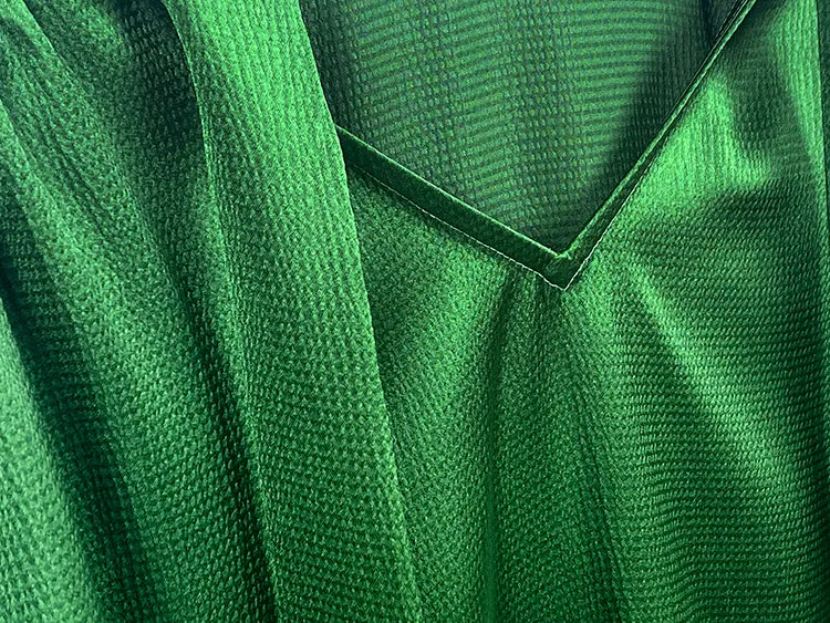 Huanzi new puff sleeves silk satin shirts top blouse - Oitr green