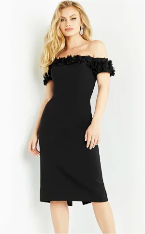 Jovani - 06870 - Off the Shoulder Knee Length Cocktail Dress