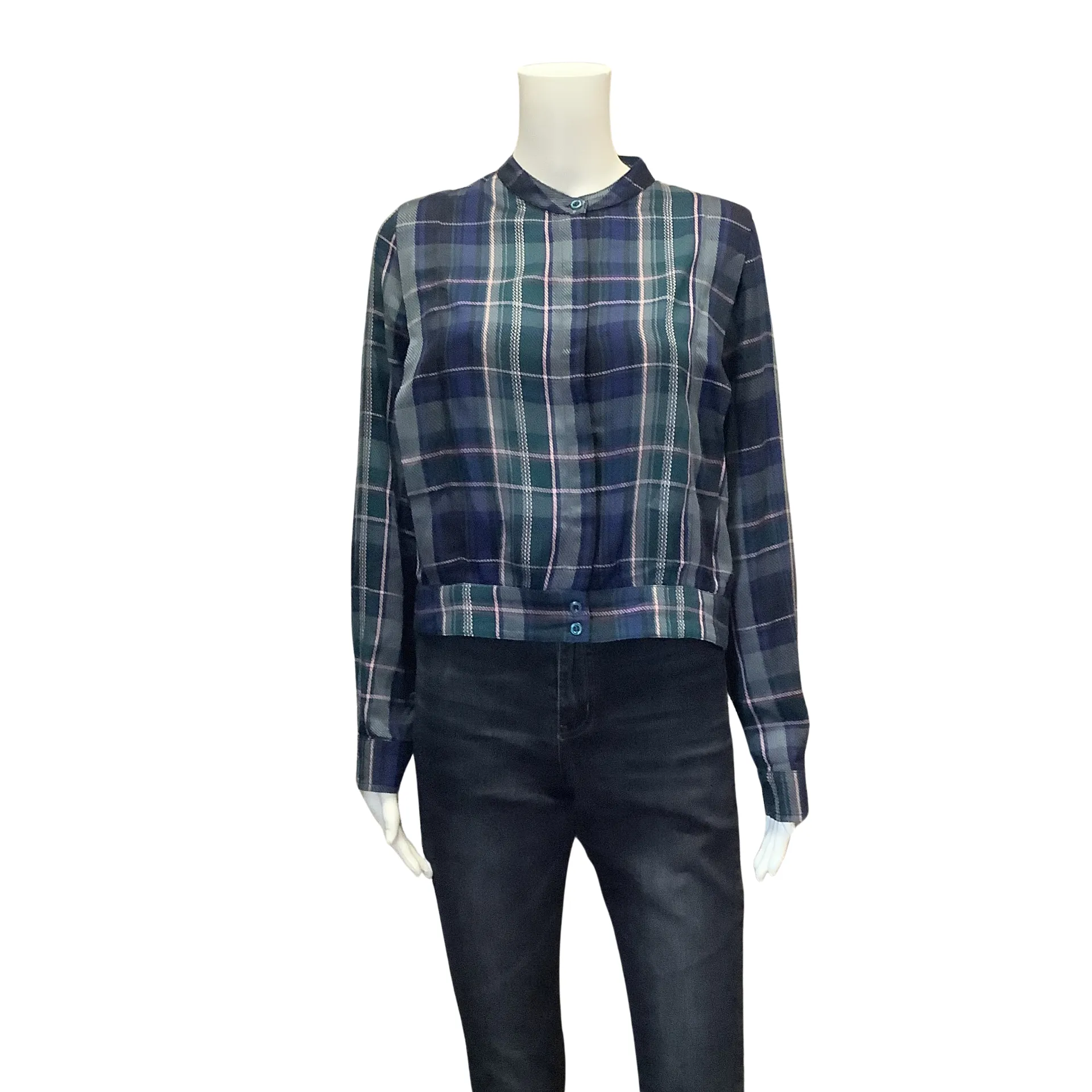 Kut Women's Top Plaid Long Sleeve Button Down Size: S