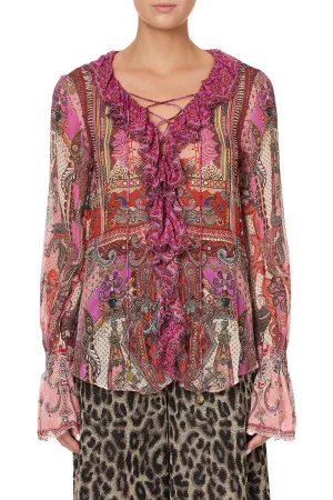 LACE UP RUFFLE BLOUSE LOTUS LOVERS
