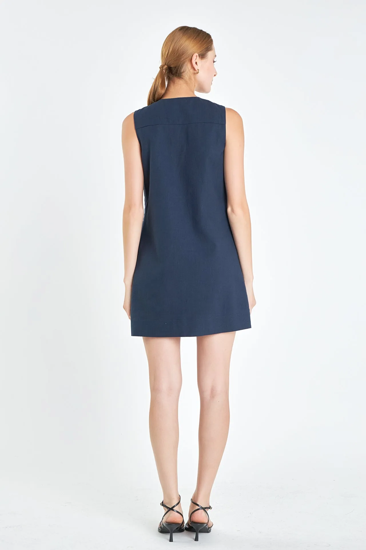 Linen Lace Up Front Dress