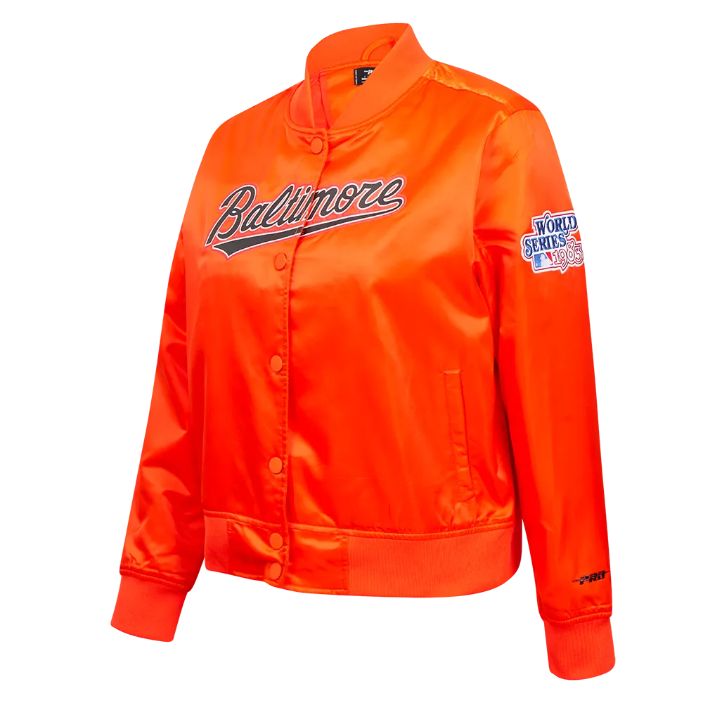 MLB BALTIMORE ORIOLES CLASSIC WOMEN'S SATIN JACKET (ORANGE)