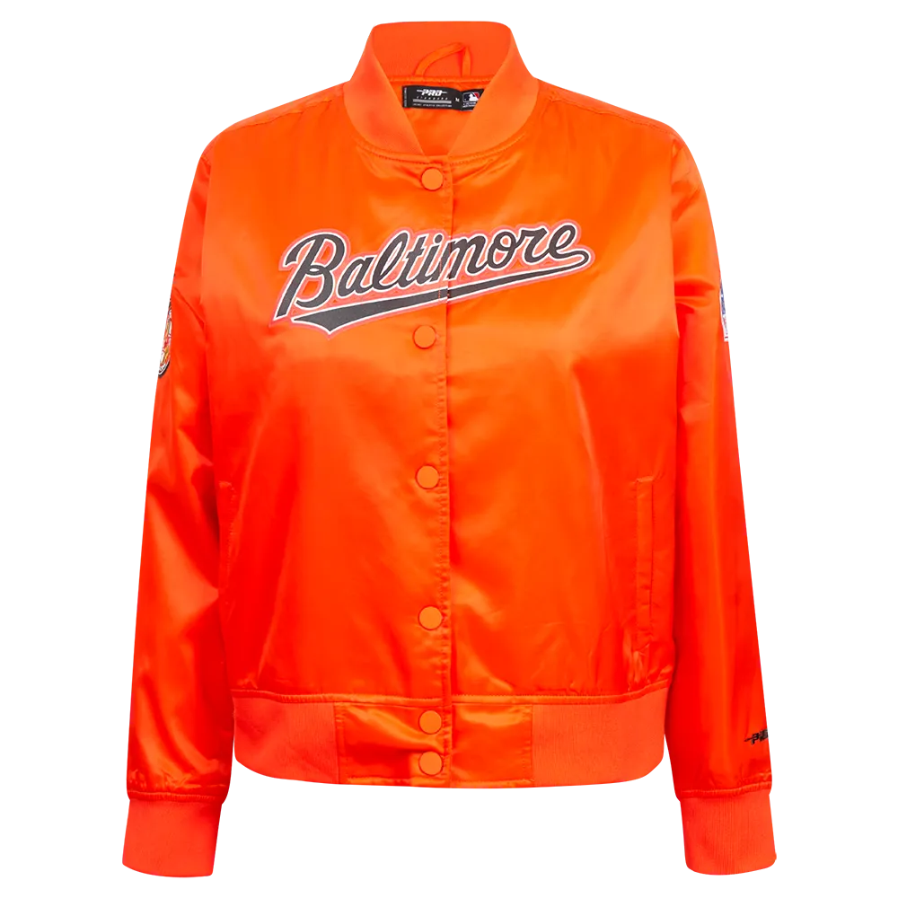 MLB BALTIMORE ORIOLES CLASSIC WOMEN'S SATIN JACKET (ORANGE)