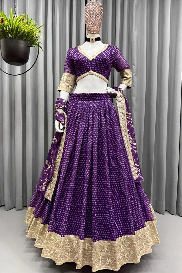 Purple Crop Top Blouse Designs For Lehenga