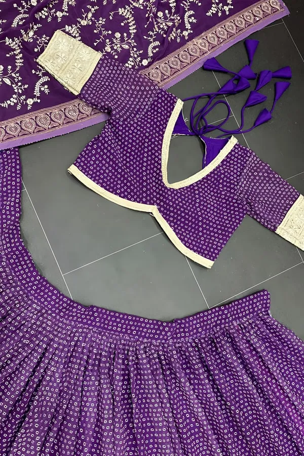 Purple Crop Top Blouse Designs For Lehenga