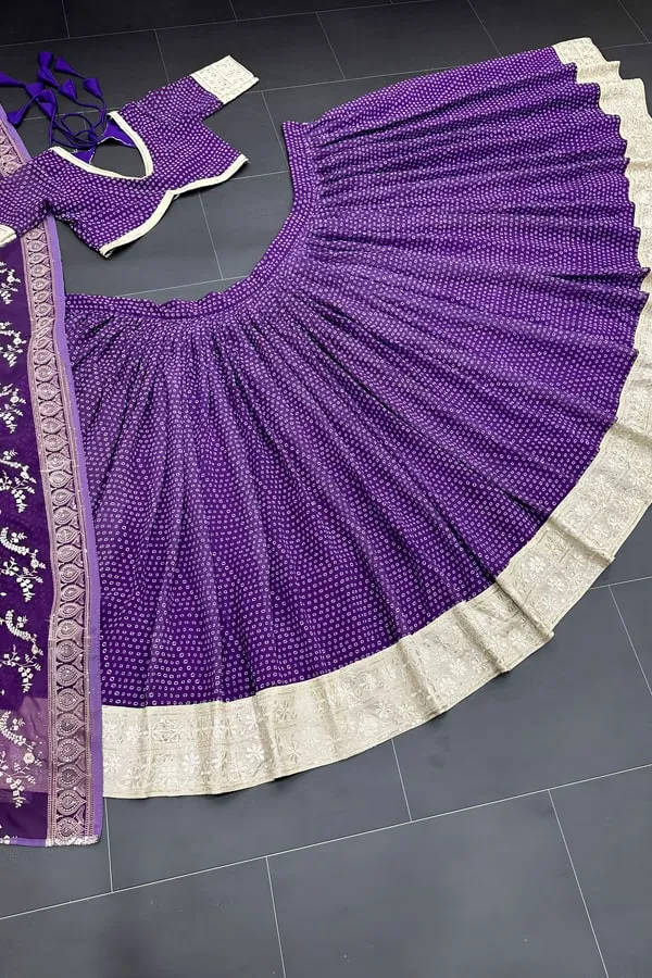 Purple Crop Top Blouse Designs For Lehenga