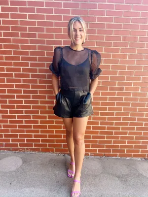 Sheer Blouse with Tie Back Closure