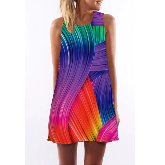 Skull Dress Women 3D Print Sleeveless Summer Mini Dress