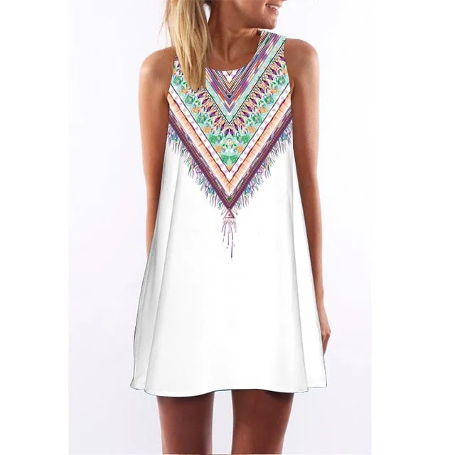 Skull Dress Women 3D Print Sleeveless Summer Mini Dress