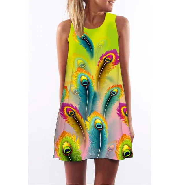Skull Dress Women 3D Print Sleeveless Summer Mini Dress