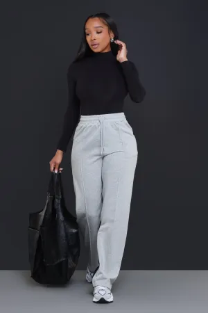 Slip Up Two Tone Wide Leg Pants - Grey/Black