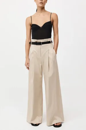 St. Agni Champagne Cotton Paperbag Waist Trousers
